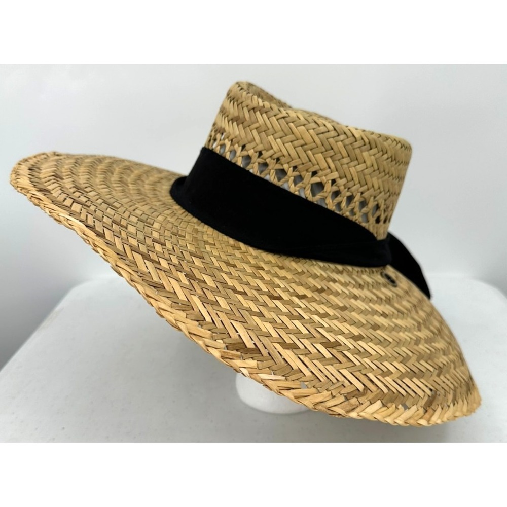 Dorfman Pacific Women's Straw Fedora Hat Black Ribbon Band Wide Brim Summer Sun - Picture 5 of 15